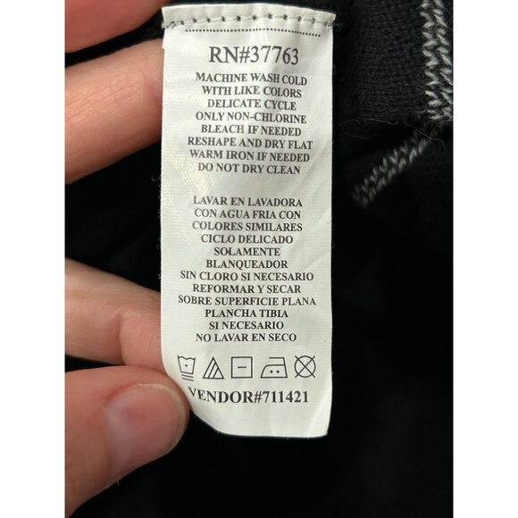 Perry Ellis Black Gray Argyle Sweater Cotton Crewneck Pullover Classic Fit Sz L - Picture 7 of 9